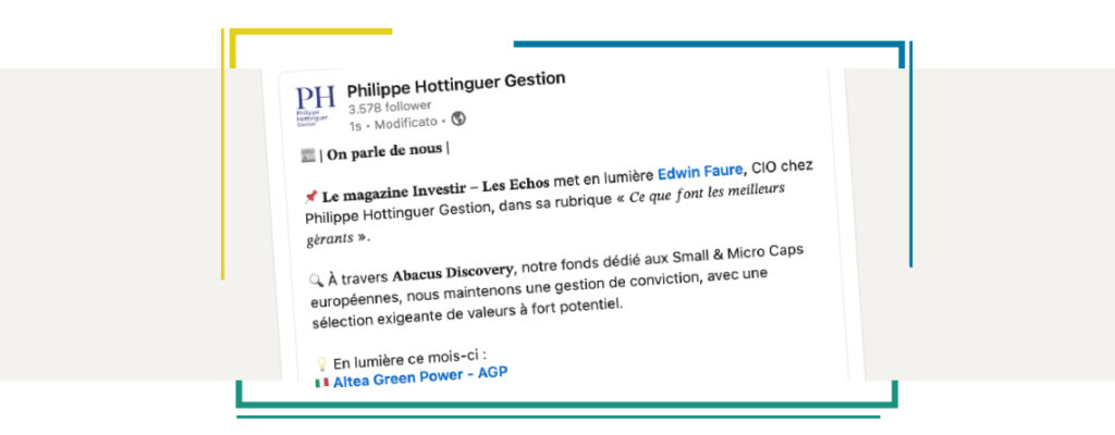 AGP citata sul magazine investir les echos come azienda con grande potenziale