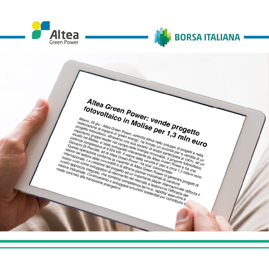 AGP vende impianto fotovoltaico in molise