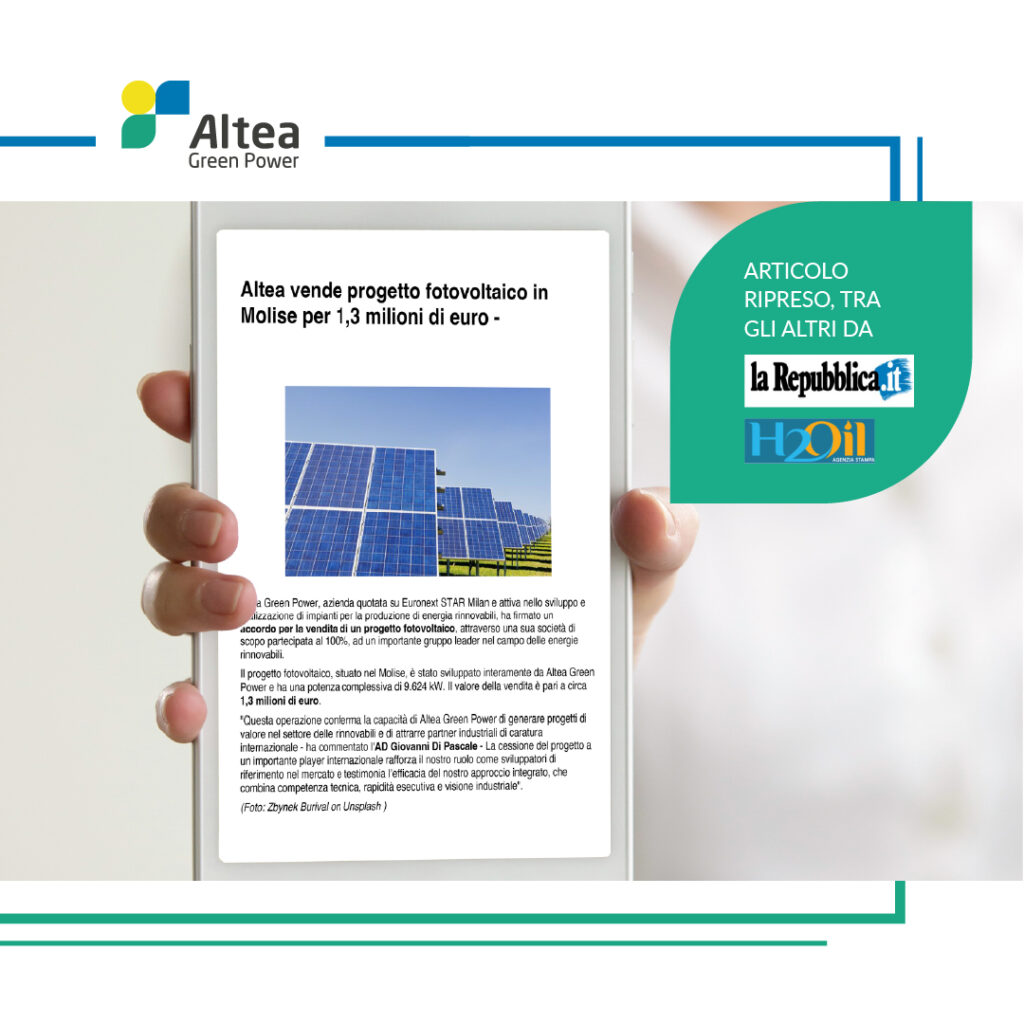 AGP vende impianto fotovoltaico in molise